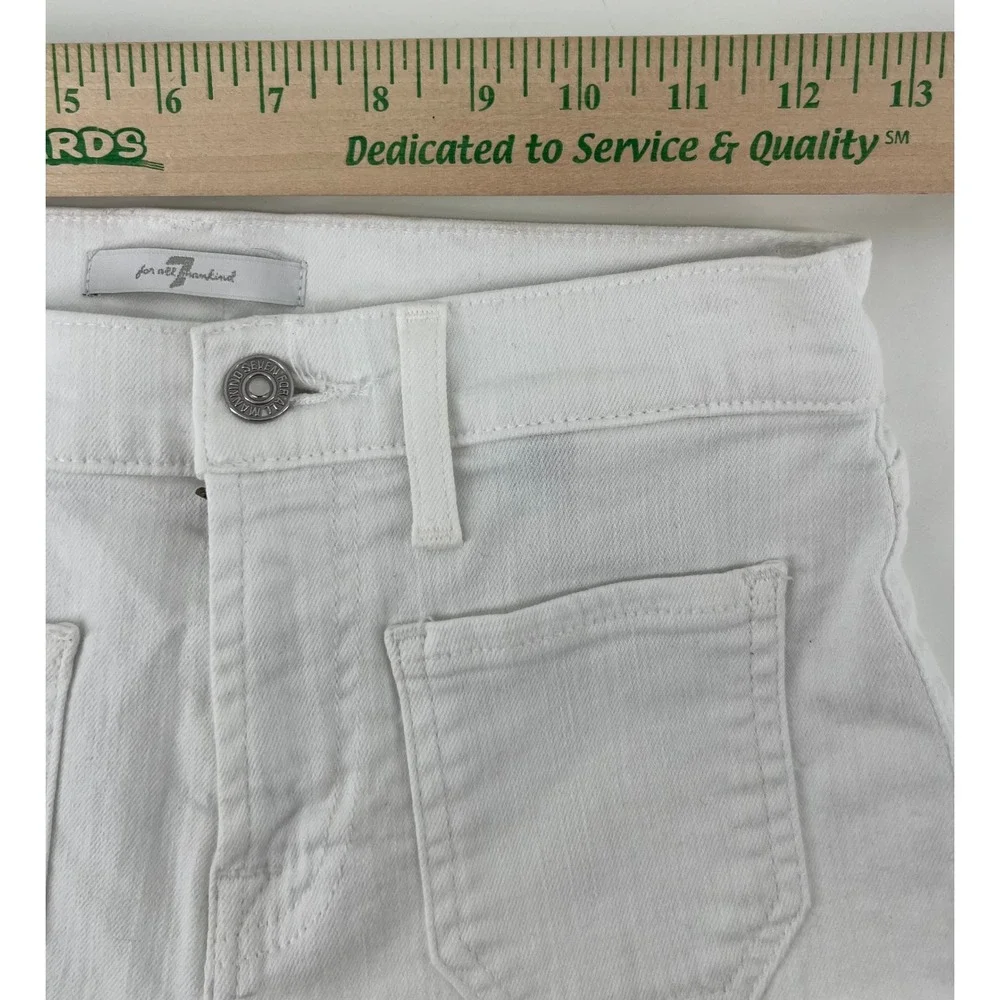 7 For All Mankind Womens White High Rise Kick Flare Patch Pocket‎ Jeans Size 26